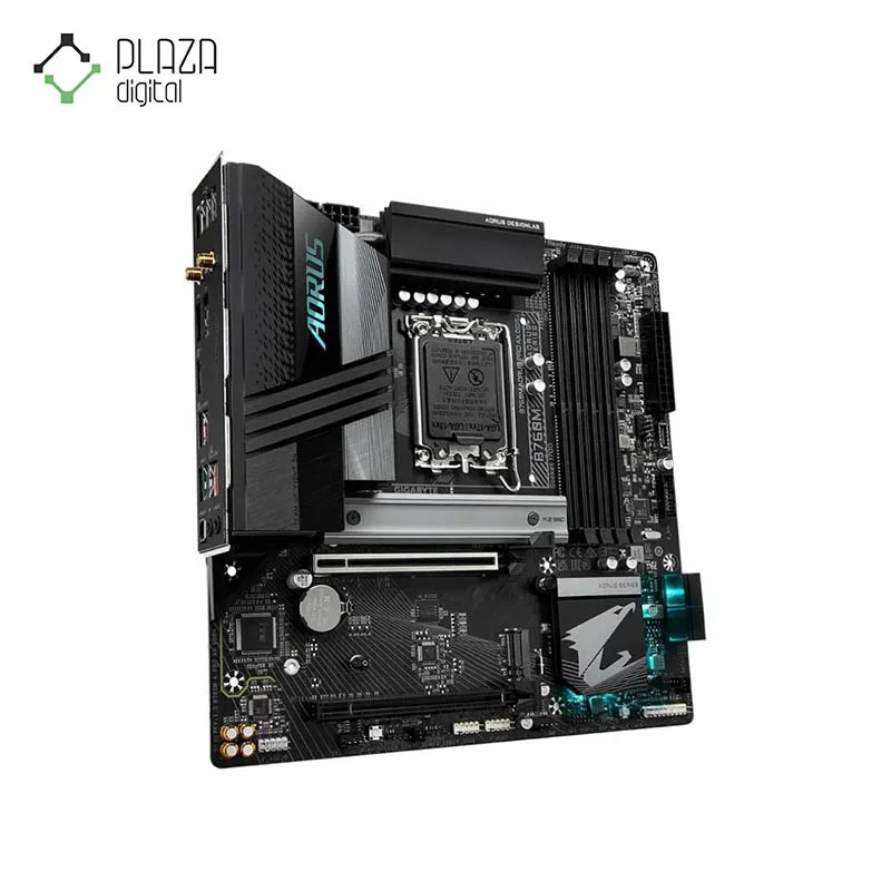 نمای کنار از مادربرد گیگابایت مدل b760-m-aorus-pro-ax-ddr4