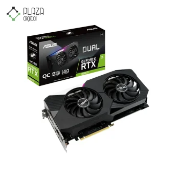 نمای اصلی کارت گرافیک duaal rtx 3060 ti o8g v2 ایسوس