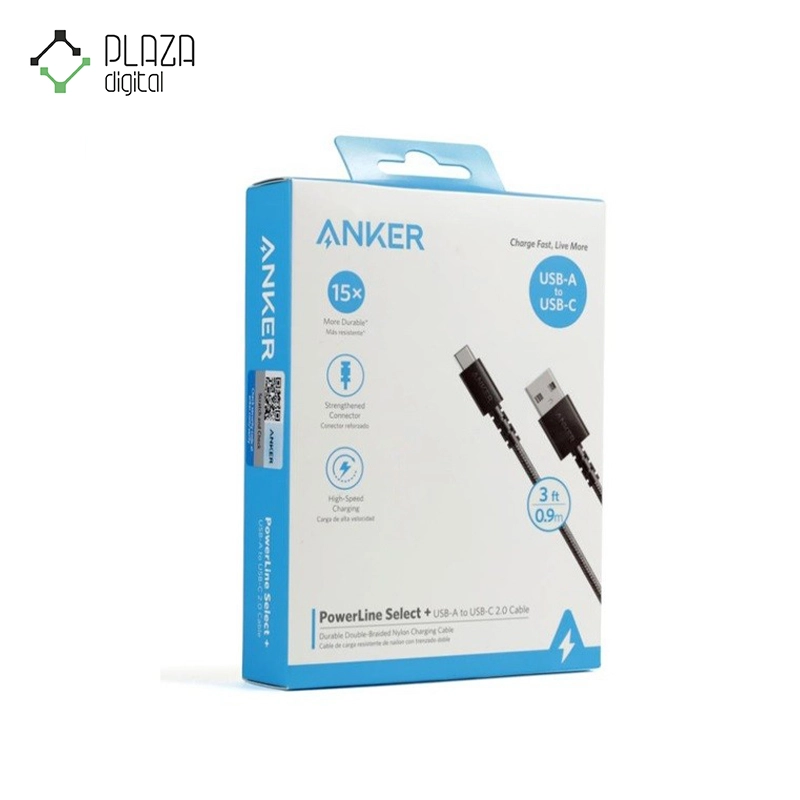 جعبه‌ی کابل تبدیل USB A به USB-C انکر مدل ANKER PowerLine Select A8022