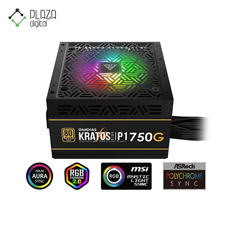 نمای رو به رو گیم دیاس 750 وات مدل kratos p1 750g gold rgb