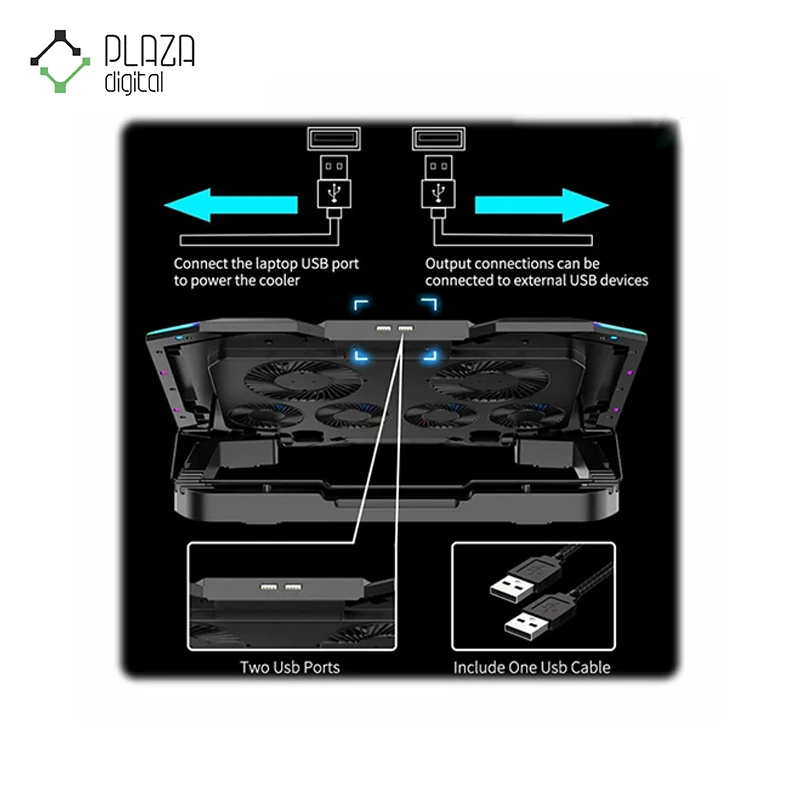 نمای زیر پایه خنک کننده لپ تاپ مدل dcx a13