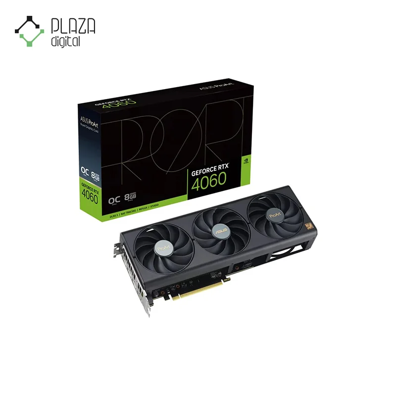  نمای اصلی کارت گرافیک ایسوس مدل proart geforce rtx 4060 oc edition 8gb gddr6 حافظه 8 گیگابایت