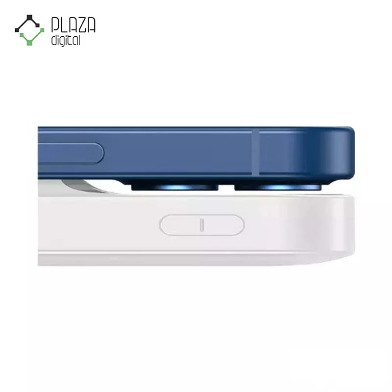 پاوربانک مغناطیسی باسئوس مدل 20W Magnetic Wireless PPCX0102 با ظرفیت 10000 میلی آمپر رنگ سفید و سرمه ای