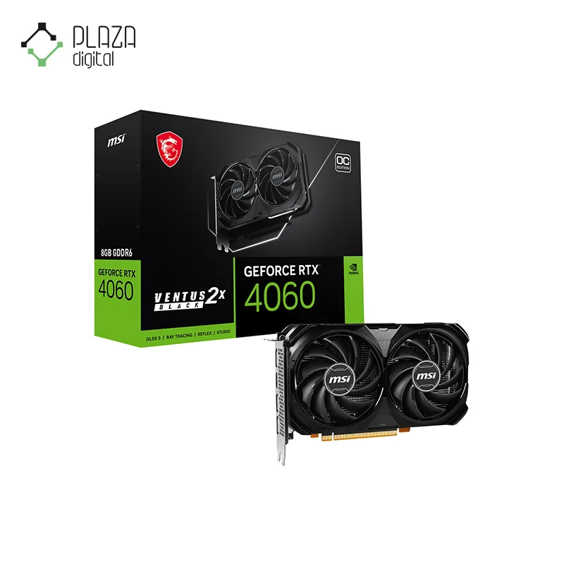 نمای اصلی کارت گرافیک ام اس آی مدل geforce rtx 4060 ventus 2x 8g oc حافظه 8 گیگابایت