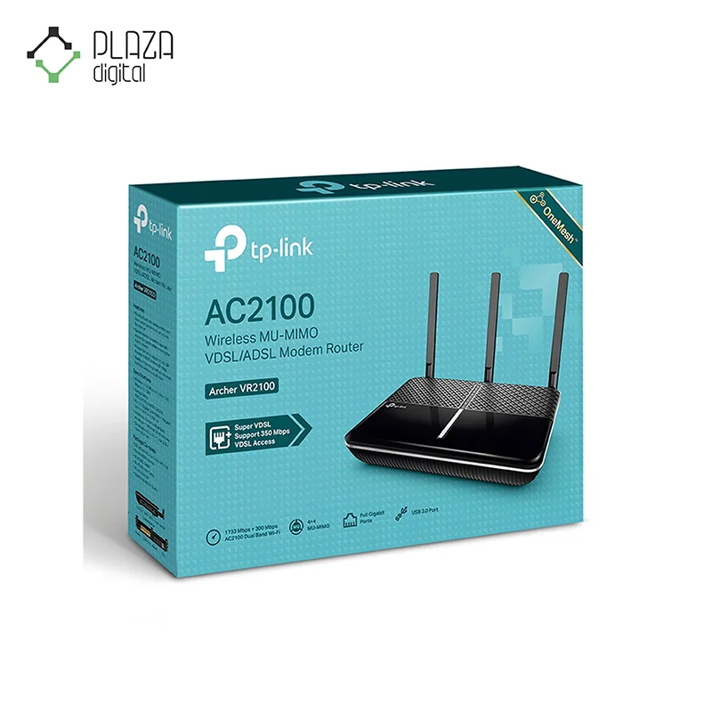 نمای جعبه ی مودم روتر VDSL/ADSL بی‌سیم 300Mbps تی پی لينک مدل Archer VR2100