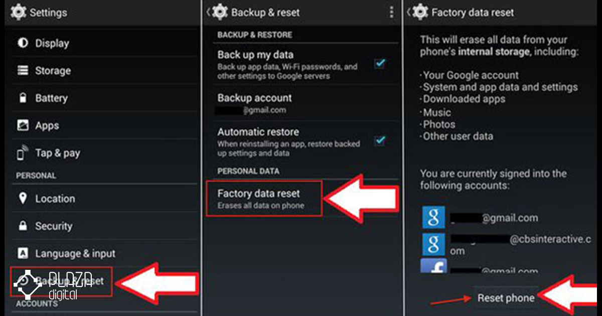 hard reset huawei in settings menu