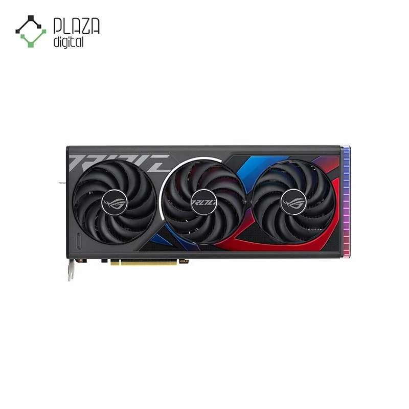 نمای رو به رو کارت گرافیک ایسوس مدل ROG STRIX RTX 4070 Ti Super OC حافظه 16 گیگابایت